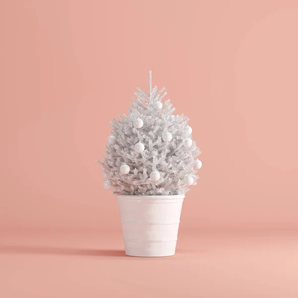 Белое Рождественское Растение Розовом Фоне Минимальная Идея — стоковое фото
