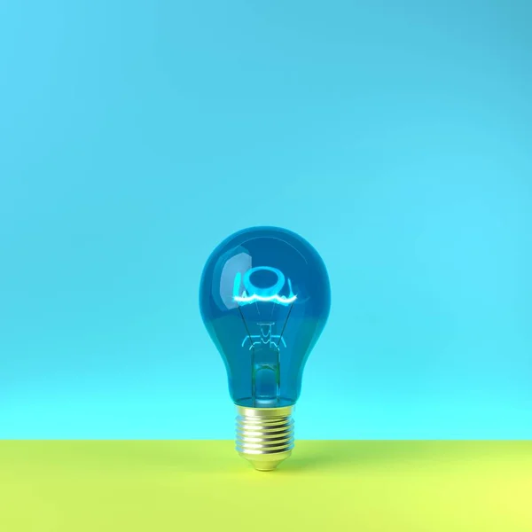 Lâmpada Luz Azul Conjunto Brilhante Fundo Azul Ideia Conceito Mínima — Fotografia de Stock