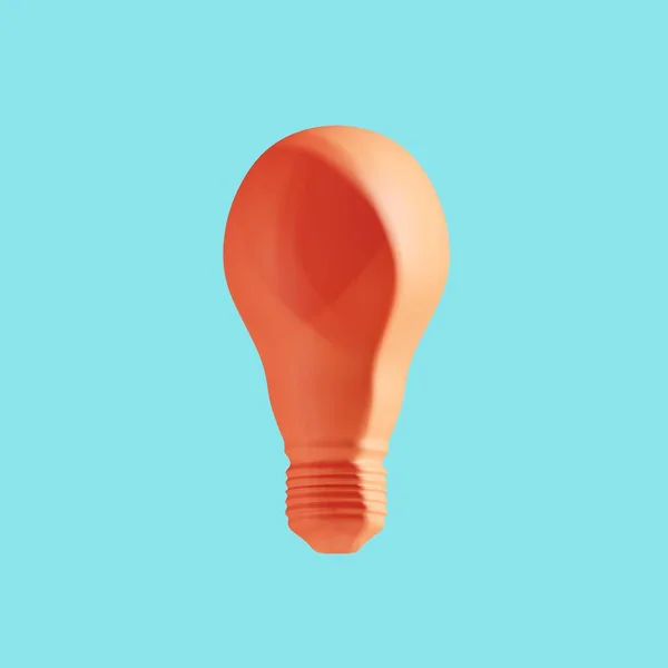 Slump Orange Light Bulb Blue Background Render Minimal Creative Idea — Stock Photo, Image