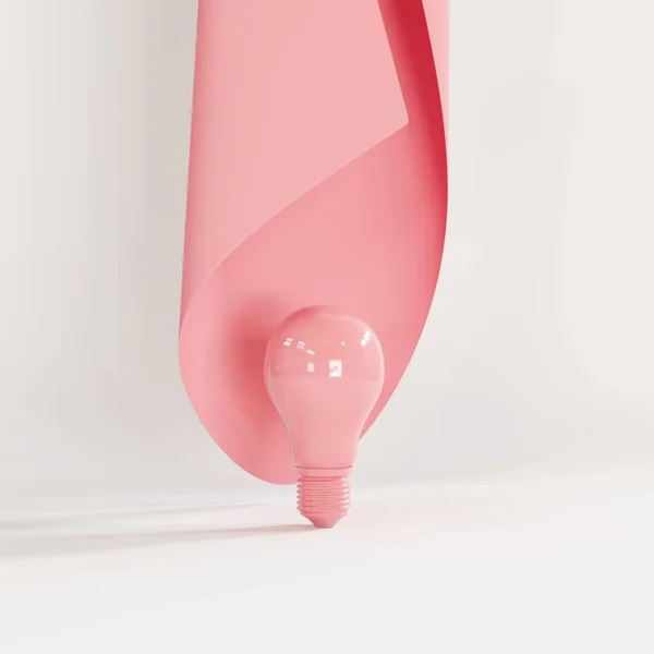 Lâmpada Rosa Sobre Fundo Branco Com Forma Curva Rosa Renderização — Fotografia de Stock