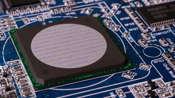 Werking Van Centrale Processor Macro Van Computer Chip Verwerkt Bit — Stockvideo