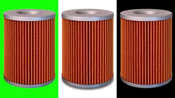 Isolated Orange Insert Engine Oil Filter Loop Insert Orange Motor — Stock Video