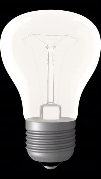 Bulb Comes Have Idea Prores 4444 Alpha Channel Incandescent Lamp — Stock Video