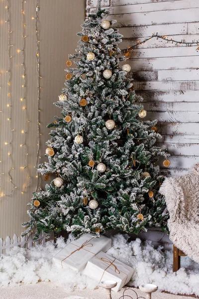 Christmas tree with gifts. Happy new year 2019 background — Stock Photo, Image