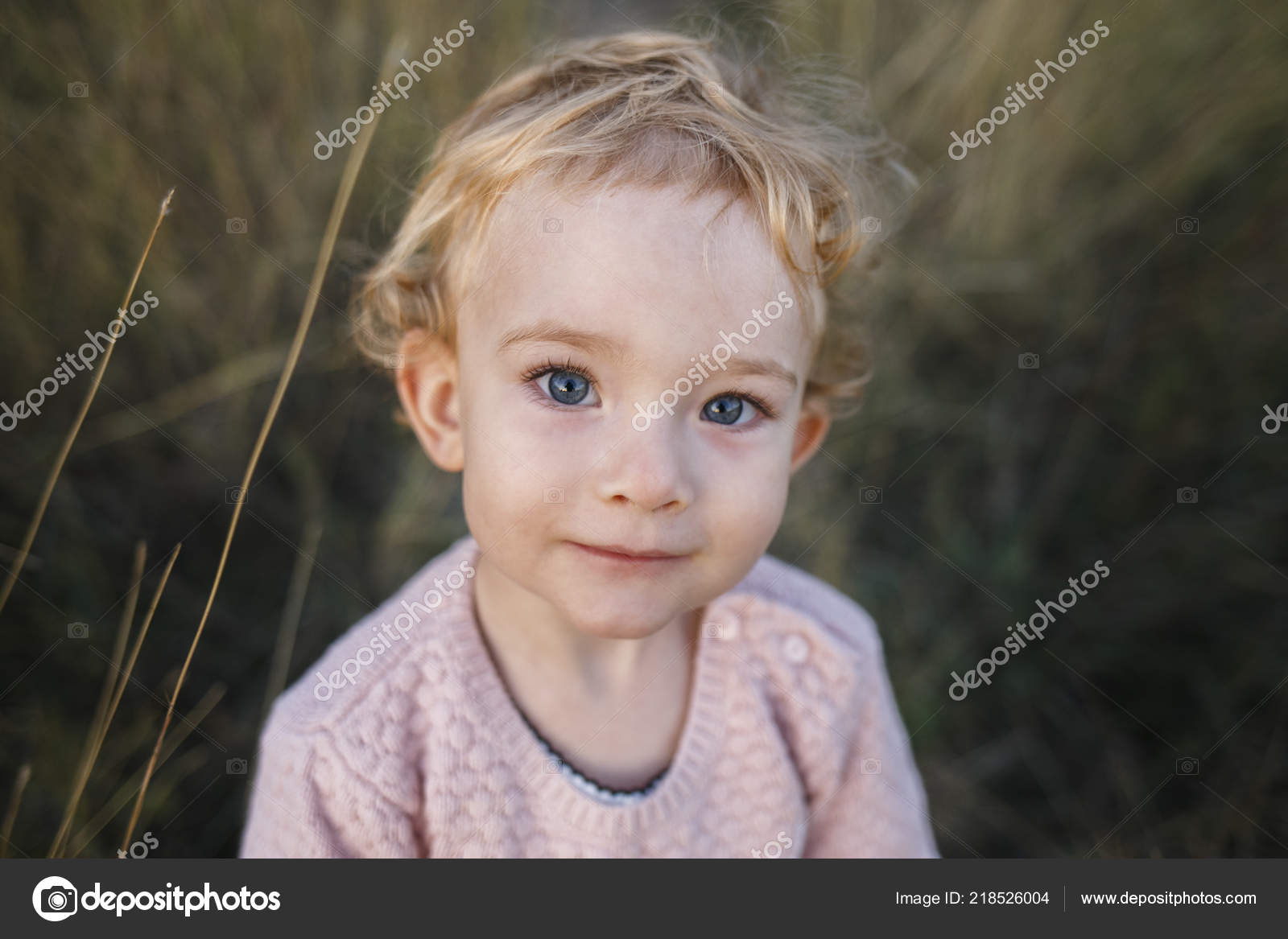 Cute Blonde Baby Girl Looking Camera Beautiful Toddler Girl Pretty Stock  Photo by ©@ 218526004
