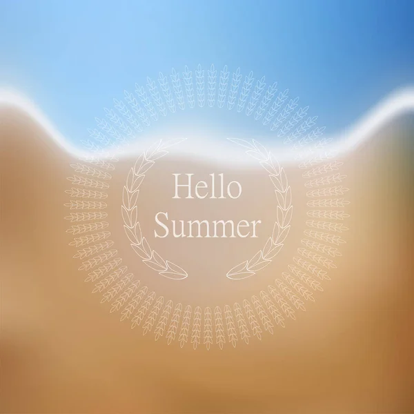 你好夏天矢量模糊的海滩和海洋 Treveling 和夏季背景 — 图库矢量图片