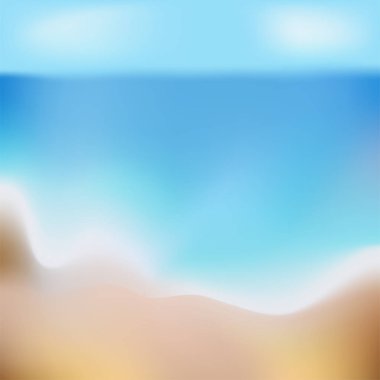 Vektör plaj ve okyanus voleybol kartı ve yaz arka plan bulanık.