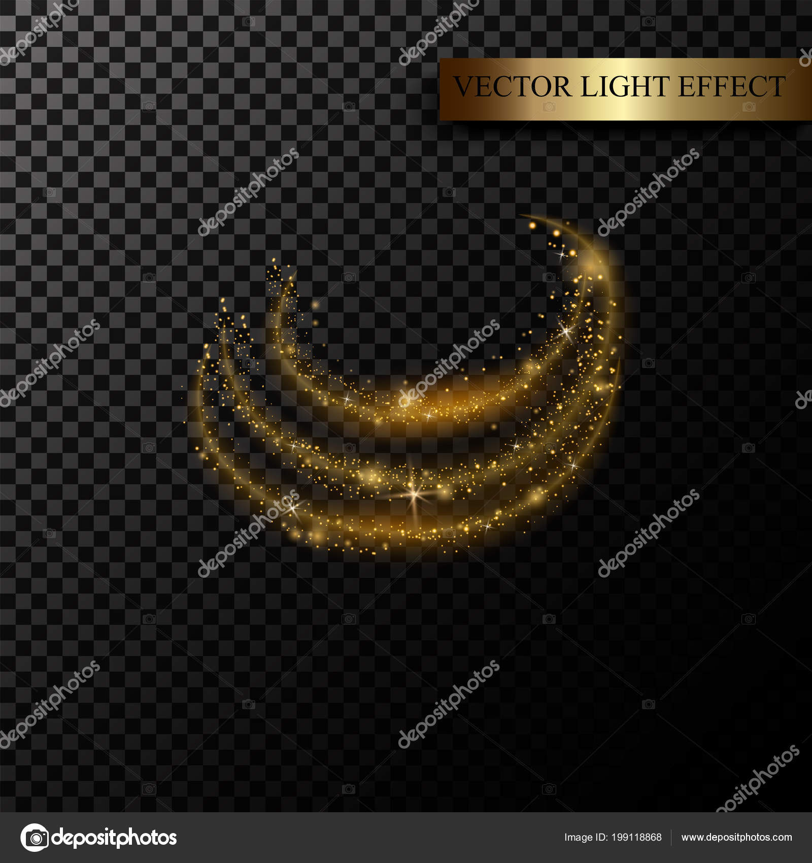 Vecteur Stock Sparkling magic light effect isolated on black background