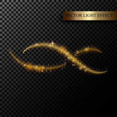 Stardust ışıltı. Siyah şeffaf arka plan üzerinde izole altın ışıltılı sihirli vektör. Işıltı vektör çizim parlak parlak parlak iz