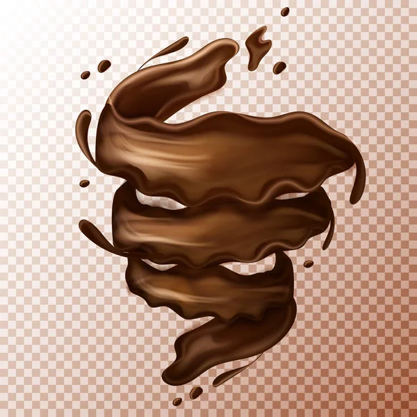 Éclaboussure de chocolat au lait. Liquide ou chocolat sur fond transparent . — Image vectorielle