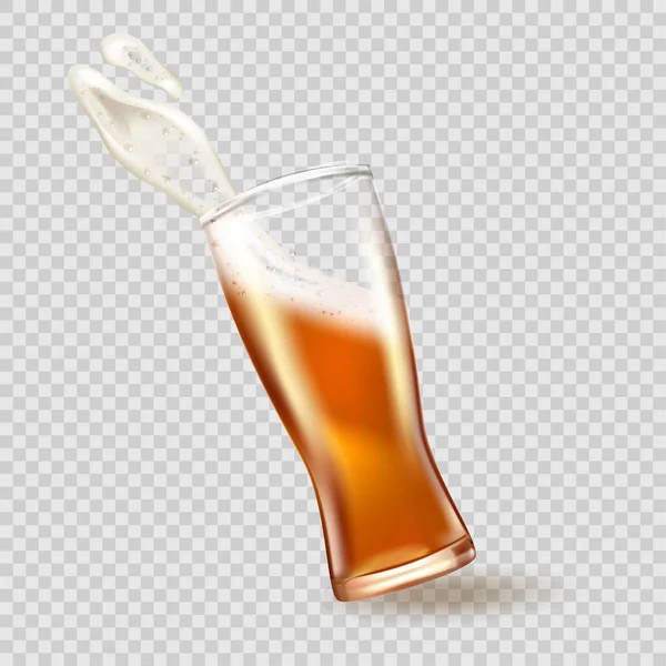 Copo com cerveja salpicante, mockup de cerveja atraente em modelo 3d em fundo transparente. Ilustração do estoque vetorial — Vetor de Stock