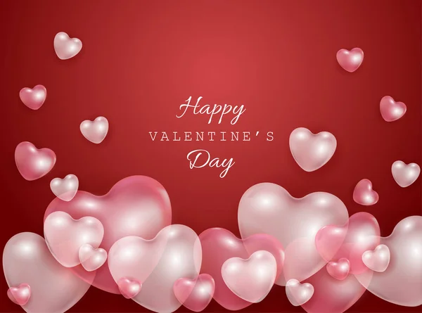 Feliz Día San Valentín Tarjeta Regalo Con Rojo Rosa Corazón — Archivo Imágenes Vectoriales