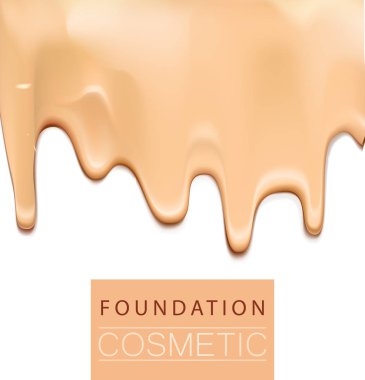 Temel sıvı doku, kremsi cilt tonu temeli 3 boyutlu illüstrasyon, aşırı yakın görünüm