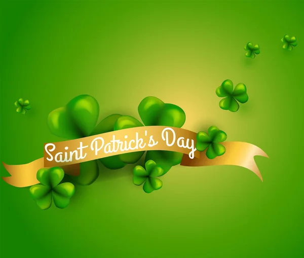 Conceito de design com folhas de trevo e inscrição St. Patricks Day. Perfeito para publicidade, convite, cartaz, cartão de saudação, banner, celebração, restaurante e menu de bar. Ilustração vetorial . — Vetor de Stock