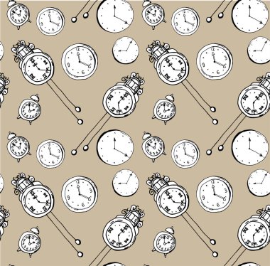 çalar saat Dikişsiz desen arka plan doodle