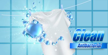 template design of packaging for washing powder. Textile white realistic for advertising detergent. clipart