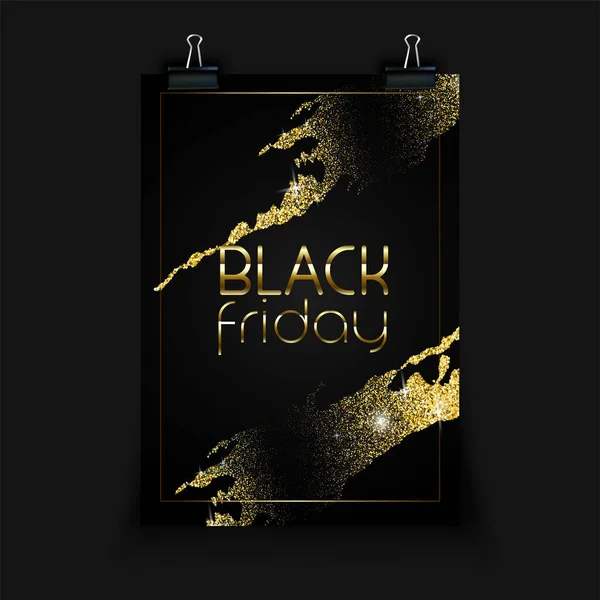 Black Friday design for advertising, banners, leaflets and flyers. Gold glitter effect on realistic poster template. Vector illusrtation — Stock Vector