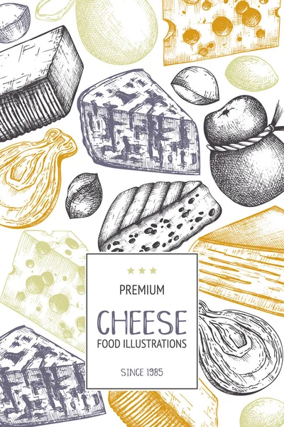 チーズ デザイン グラフィック スタイル ベクトル図での品揃え — ストックベクタ