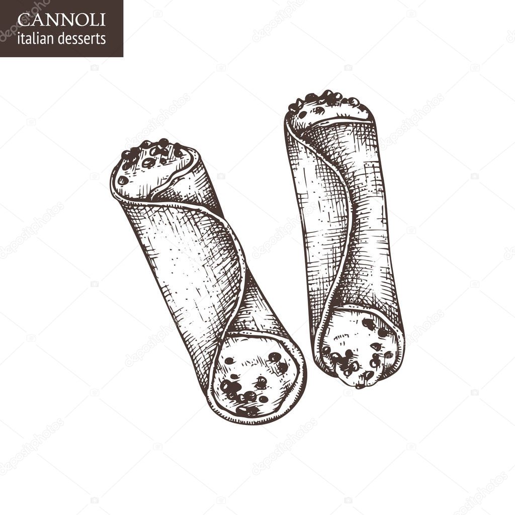 stuffed cannoli vector graphic illustration