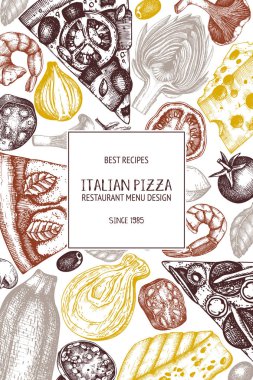 Italian pizza hand drawn design, vector illustration clipart