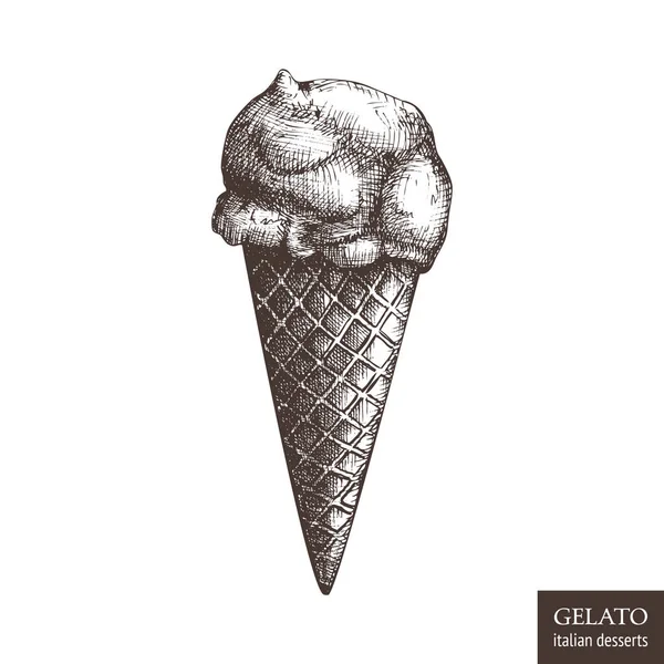 Gelato Zmrzlinou Vektorové Grafické Ilustrace — Stockový vektor