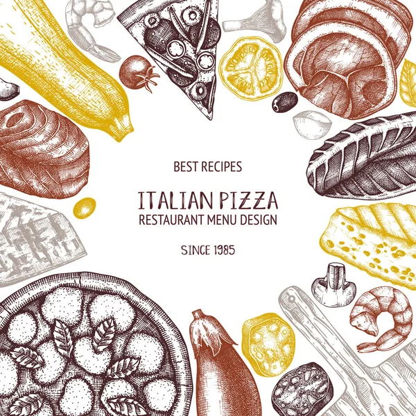 Talyan Pizza Çekilmiş Tasarım Vektör Çizim — Stok Vektör