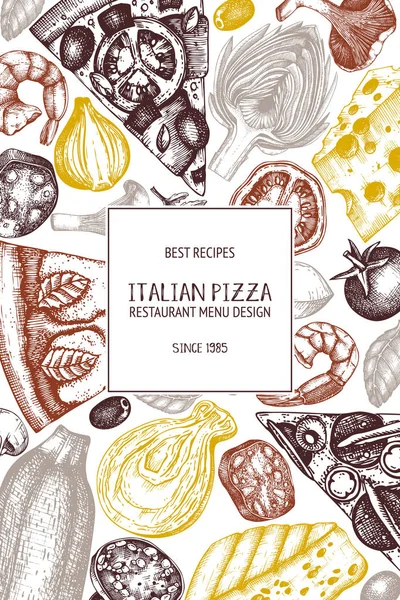 Італійська Піца Боку Звернено Дизайн Векторні Ілюстрації — стоковий вектор