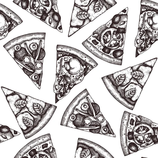 Padrão Pizza Estilo Retro Ilustração Vetorial —  Vetores de Stock