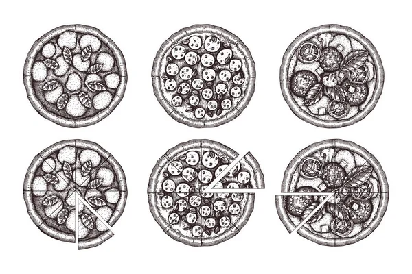 Pizza Pattern Retro Style Vector Illustration — Stock Vector