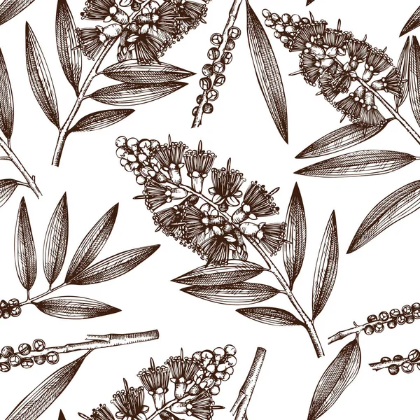Tea Levelek Virágok Kézzel Rajzolt Stílusban Vektoros Illusztráció Design Elemeket — Stock Vector