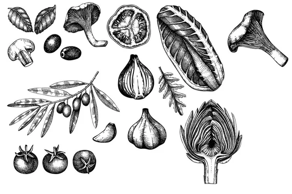 Ensemble Légumes Dessinés Main Icônes Illustration Vectorielle — Image vectorielle