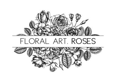 vektör kümesi elle çizilmiş Düğün Buketler