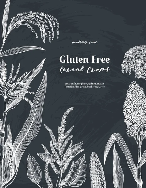 Patrón Sin Costura Vectorial Con Bocetos Cultivos Cereales Dibujados Mano — Vector de stock