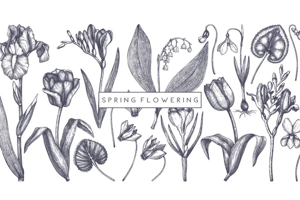 Ręcznie rysowane wiosenne kwiaty — Wektor stockowy