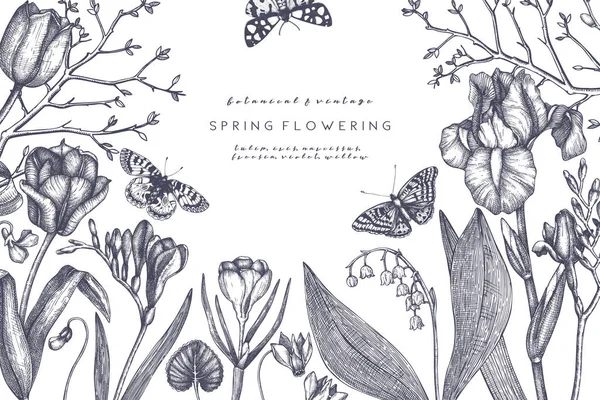 Рука намальовані весняні квіти — стоковий вектор