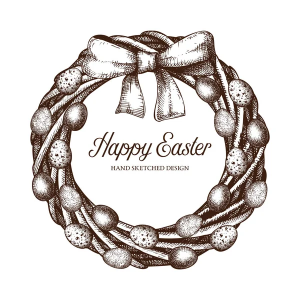 Vector vintage design for you Easter card or invitation with hand drawn illustrations — Stock Vector