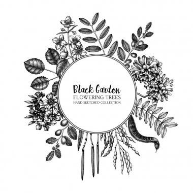 el çizilmiş bahçe bitkileri arka plan vektör illüstrasyon