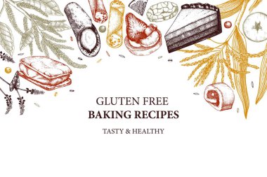 glutensiz gıda arka plan vektör illüstrasyon