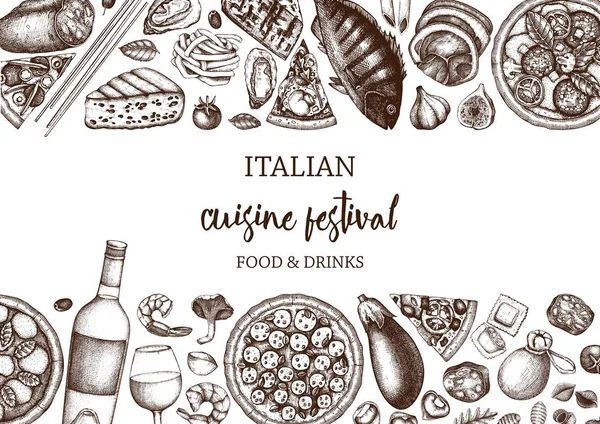 Vektor Illustration Der Italienischen Küche Hintergrund Für Die Speisekarte — Stockvektor