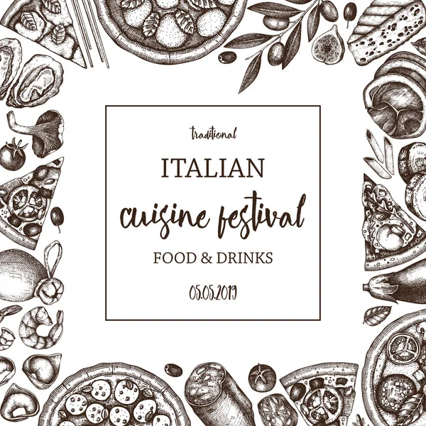Векторная Иллюстрация Фона Итальянской Кухни Меню — стоковый вектор