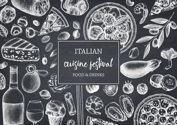 Векторная Иллюстрация Фона Итальянской Кухни Меню — стоковый вектор