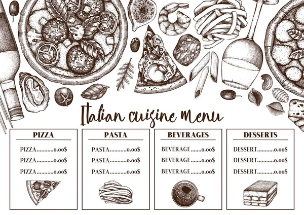 Ilustrasi Vektor Dari Latar Belakang Masakan Italia Untuk Menu - Stok Vektor