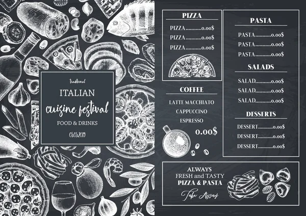 Vektor Illustration Der Italienischen Küche Hintergrund Für Die Speisekarte — Stockvektor