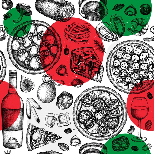 Απεικόνιση Φορέα Της Ιταλικής Κουζίνας Φόντο Για Μενού — Διανυσματικό Αρχείο