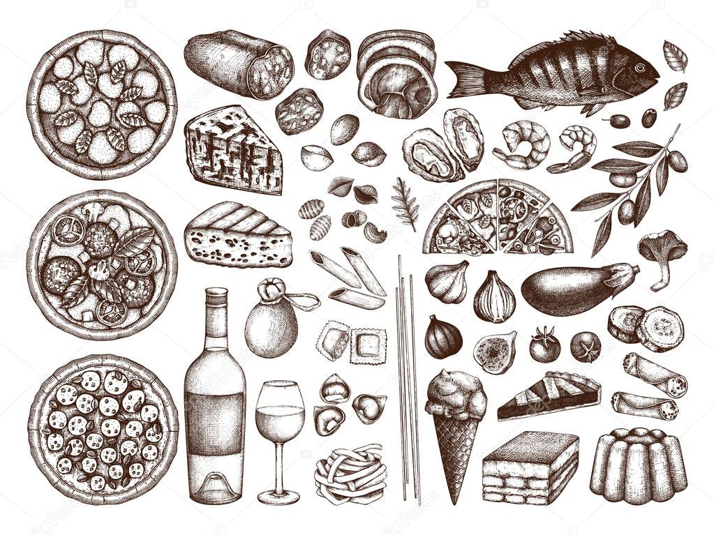 vector illustration of italian cuisine background for menu