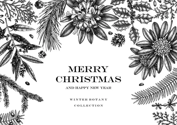 Carte de vœux de Noël ou design d'invitation. Cadre vectoriel avec — Image vectorielle