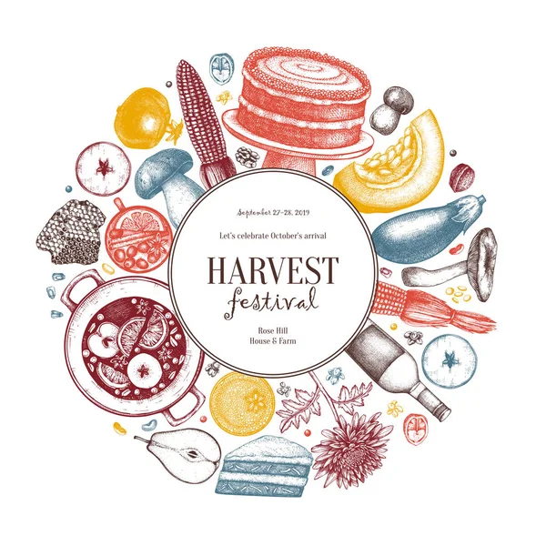 Autumn harvest festival vector design. Traditional thanksgiving