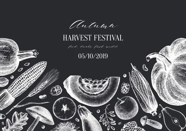 Autumn harvest festival vector design. Traditional Thanksgiving — Stock Vector