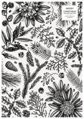 Elegant Christmas greeting card or invitation. Vector design wit