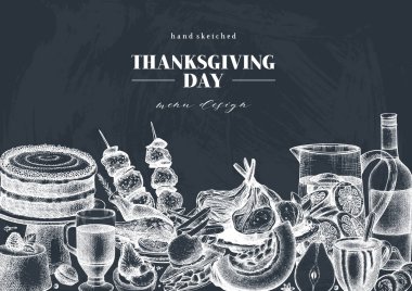 Sonbahar hasat festivali vektör tasarımı. Geleneksel şükran günü 